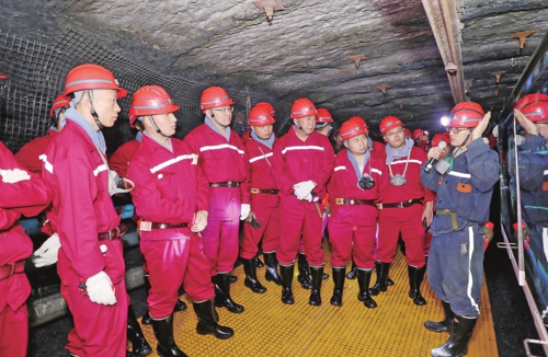 2024年6月18日,全國煤礦薄煤層智能開采經驗交流現場會分會場的代表參觀山東能源棗礦集團濱湖煤礦薄煤層智能化工作面。棗莊市能源局/供圖